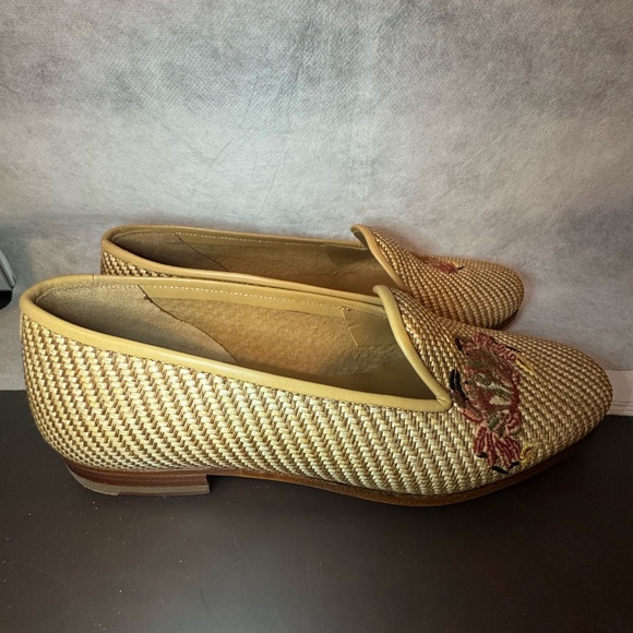 Stubbs and Wooton straw raffia crab embroidered Loafers Sz 6.5. - Picture 4 of 9